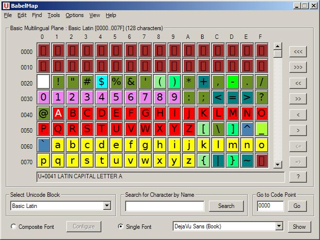 BabelMap 5.0.0.2 with colour coding by General Property