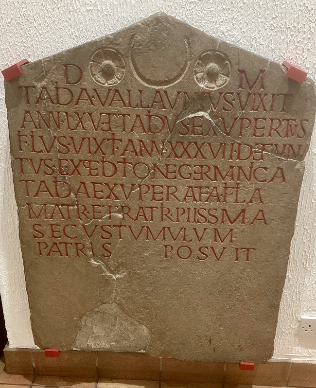 Tombstone of Tadia Vallaunius and Tadius Exuperatus (RIB 369)