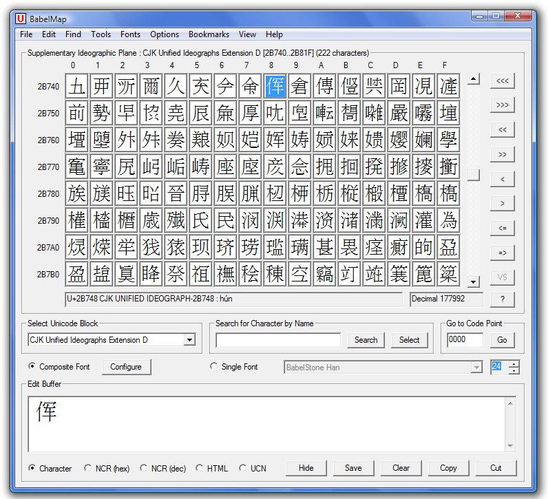 Screenshot of BabelMap version 6.0