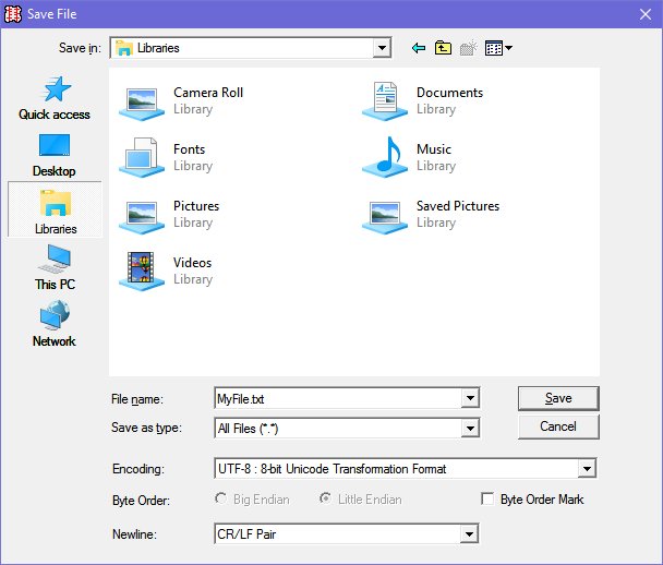 Save File dialog box